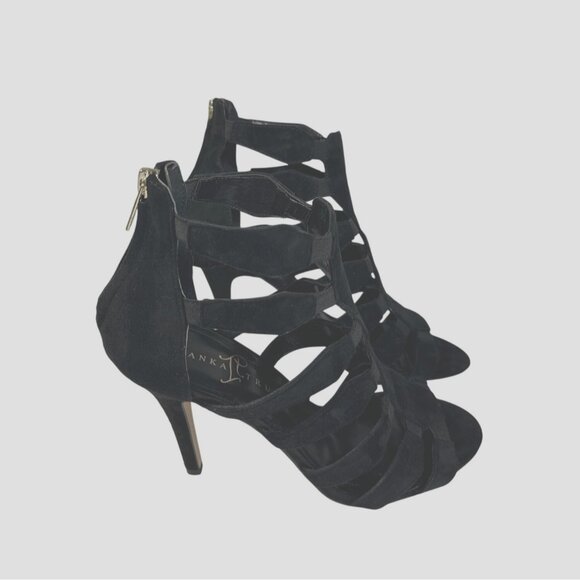 Ivanka Trump Marjory Black Open Toe Caged Booties - Marjory Stretch High-Heel 9M - Picture 3 of 12